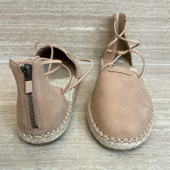 EILEEN FISHER UEC Sz 9 Leather Lace Up D'Orsay Espadrille Latte Flat Sandal Nude - Picture 12 of 15